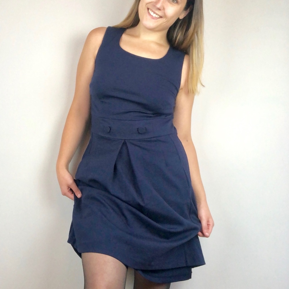 Boden | Holland Park Navy Sheath Pleated Dress